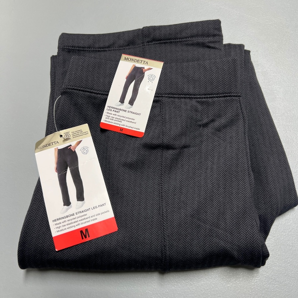 Mondetta Herringbone Straight Leg Pant Womens M Black